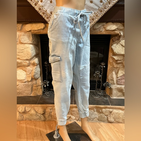 Ashley Mason light Blue Cargo Jogger Pants 17/33 - Picture 2 of 8